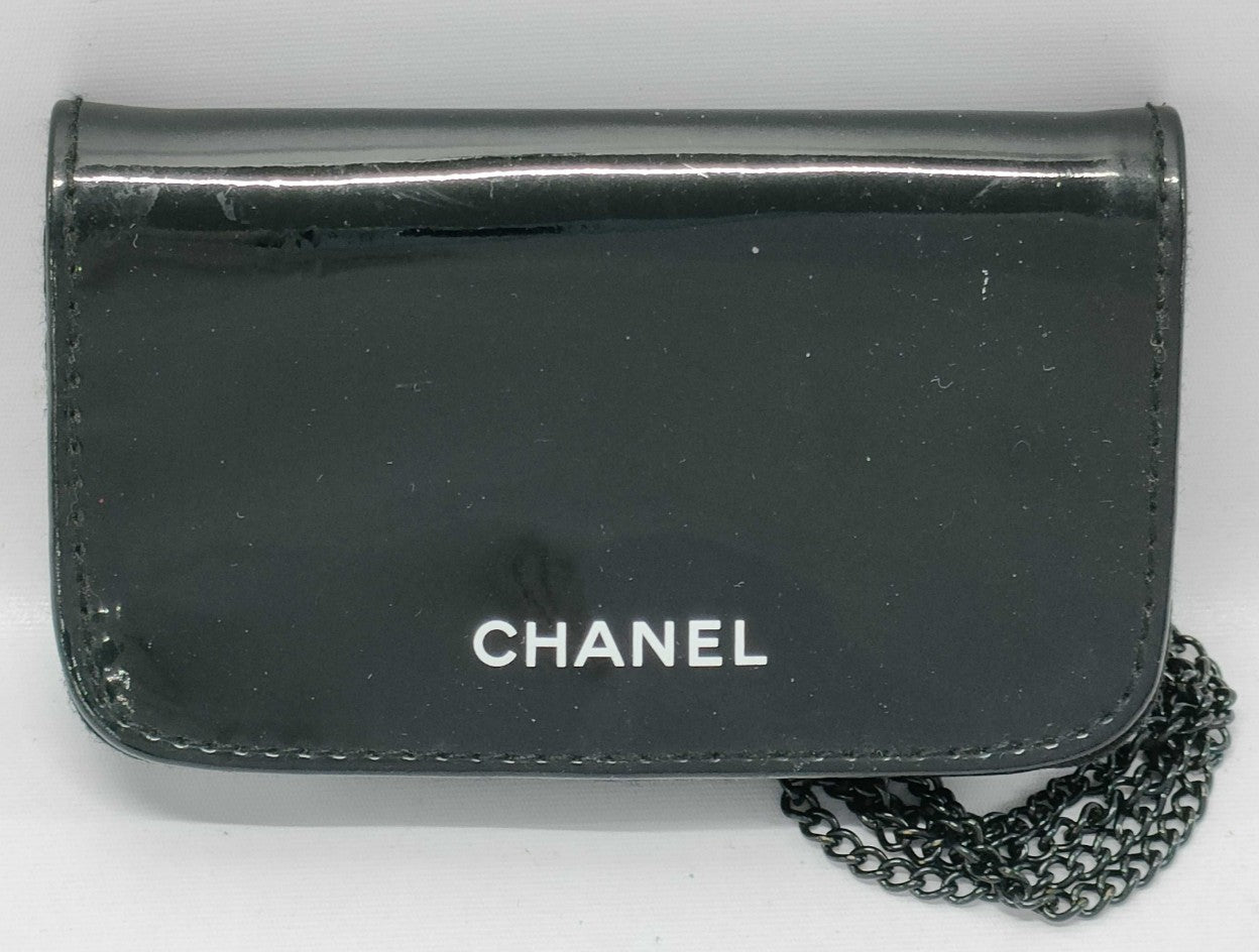 CHANEL Cosmetic Case Chain Shoulder Bag Black Novelty Not for Sale Approx 10cm　Chain length: 55 cm