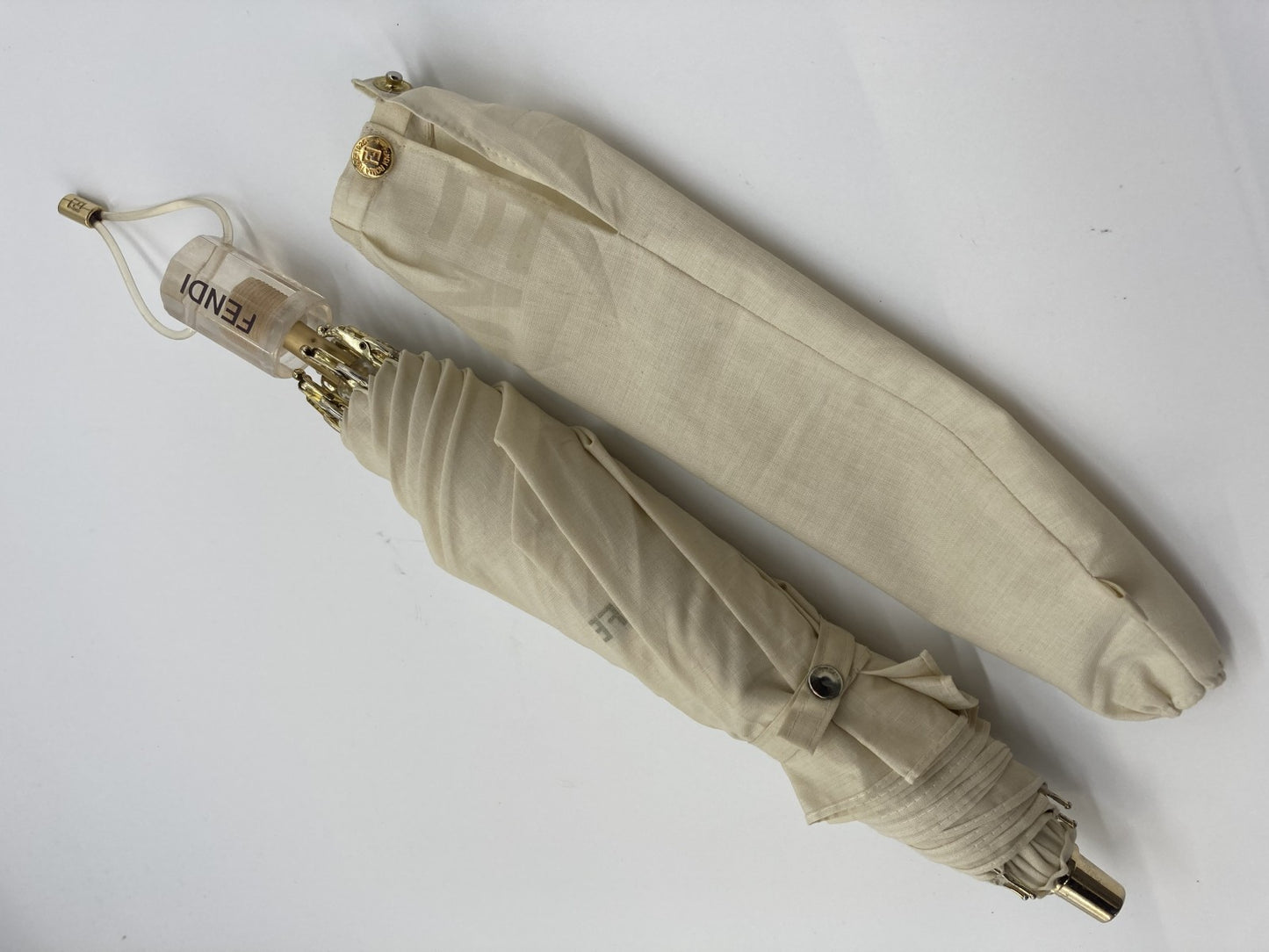 FENDI Zucca Folding Umbrella White