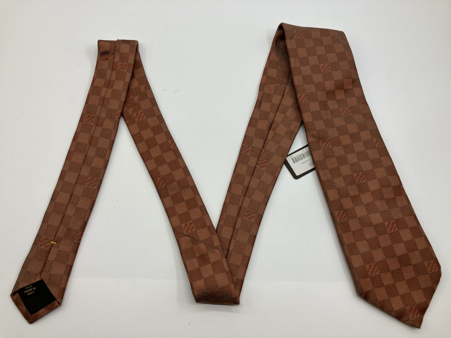 LOUIS VUITTON Damier tie, width 9cm, brown, with box,