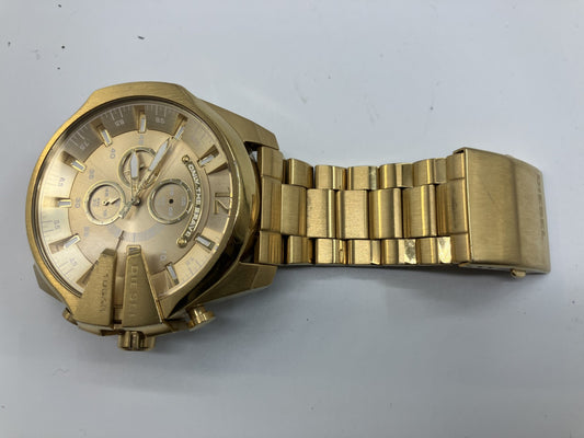 Diesel Mega Chief DZ4360 Big Face Watch Gold Diameter 57mm Chronograph Battery replaced Free shipping 