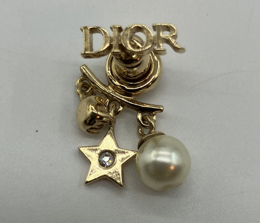Dio Revolution earrings (for both ears, one side only) GP x rhinestone x synthetic pearl gold