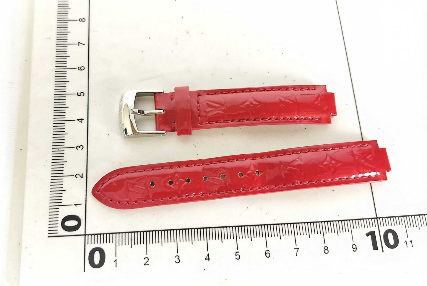 LOUIS VUITTON Vernis Leather Watch Strap Red 14mm Made in France Authentic
