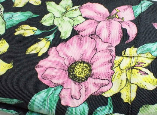 BALENCIAGA Floral Skirt Size 36 Cotton Black Multicolor Made in Italy