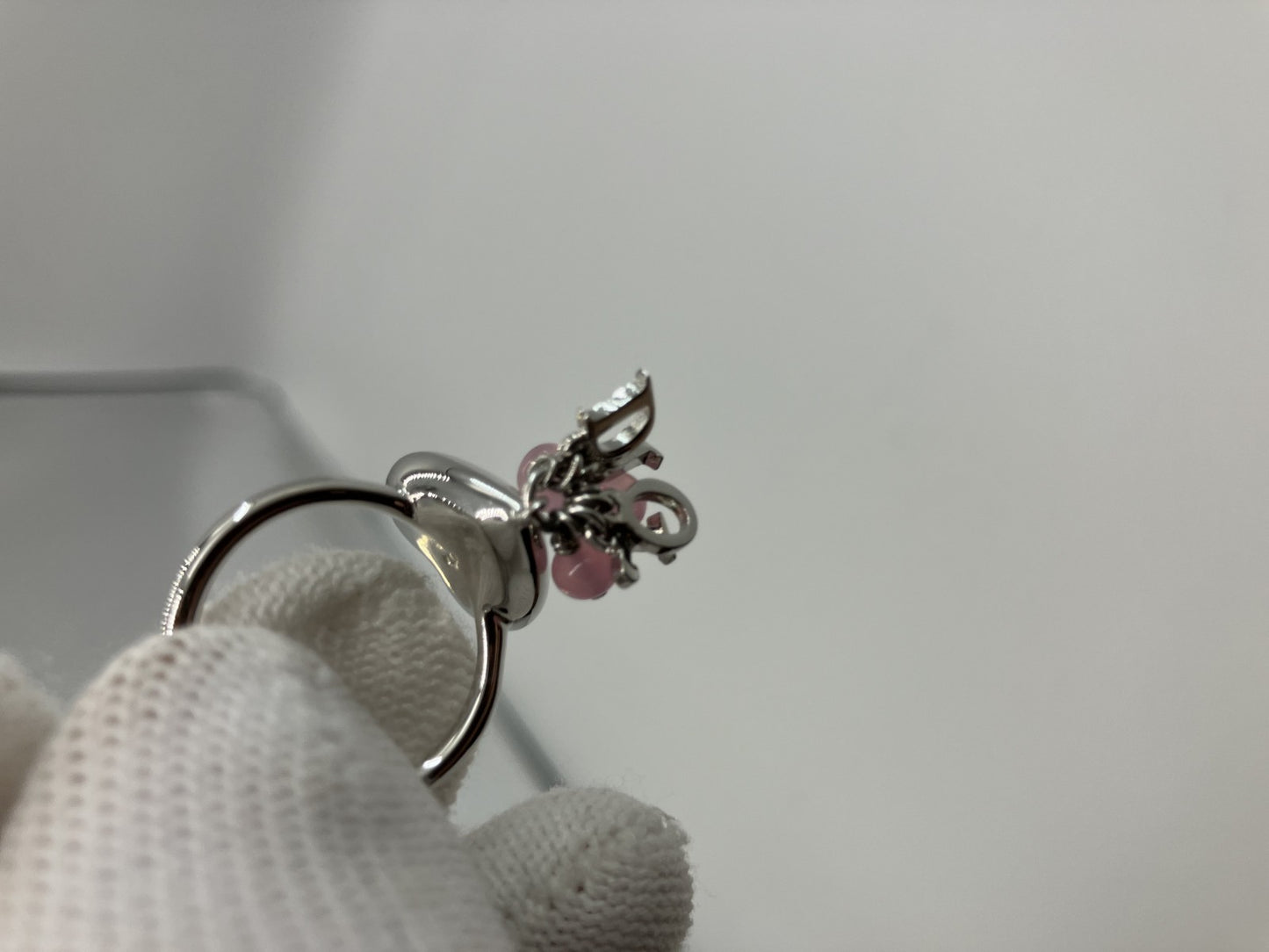 Christian Dior Ring Size 12 (52) (US 6.5) Heart Silver &amp; Pink Box and Bag Included Free Shipping 