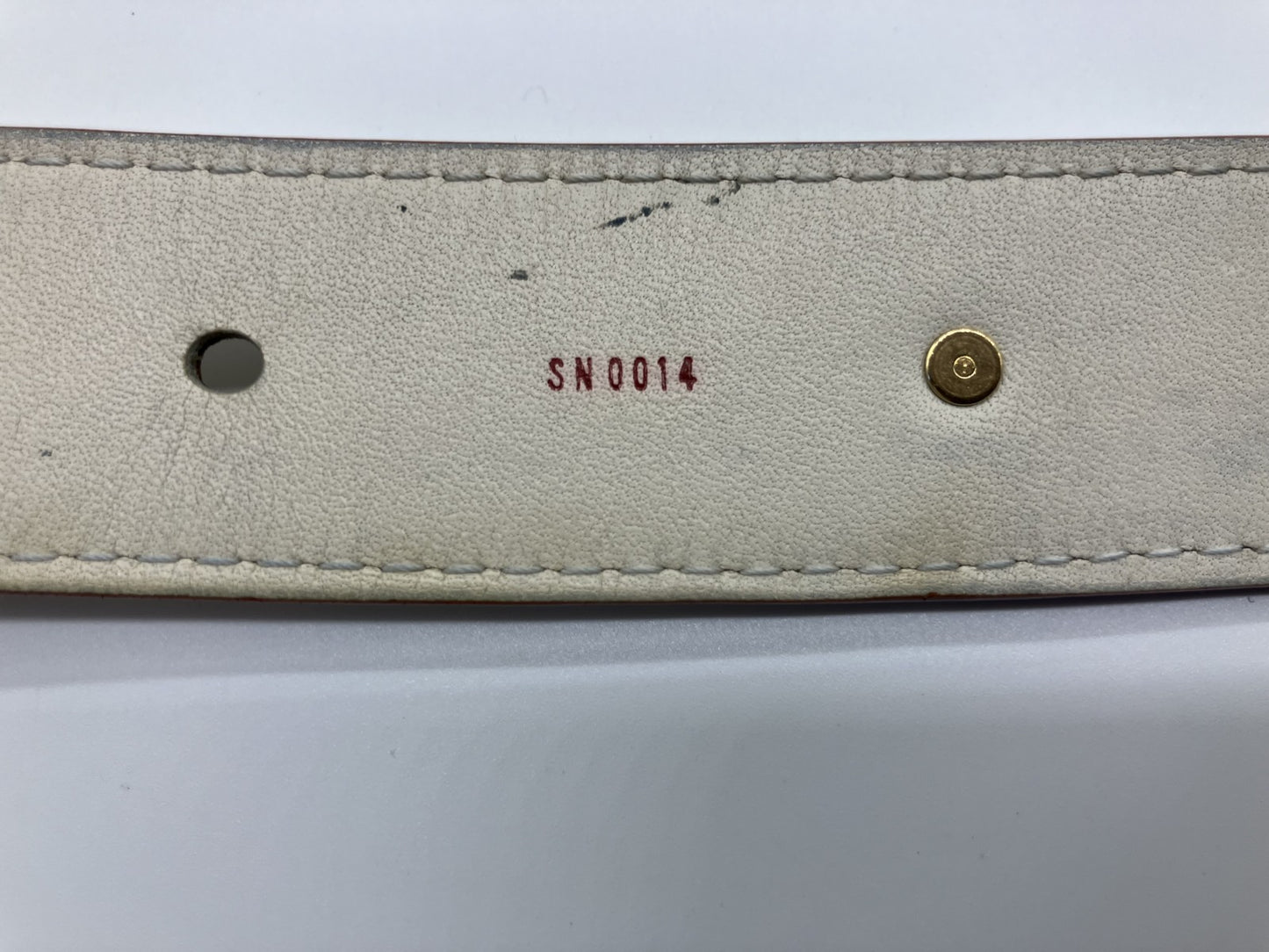 LOUIS VUITTON Louis Vuitton Santur Suhali Belt M6870U สีขาว 80/32 ความยาวรวมประมาณ 98ซม. 