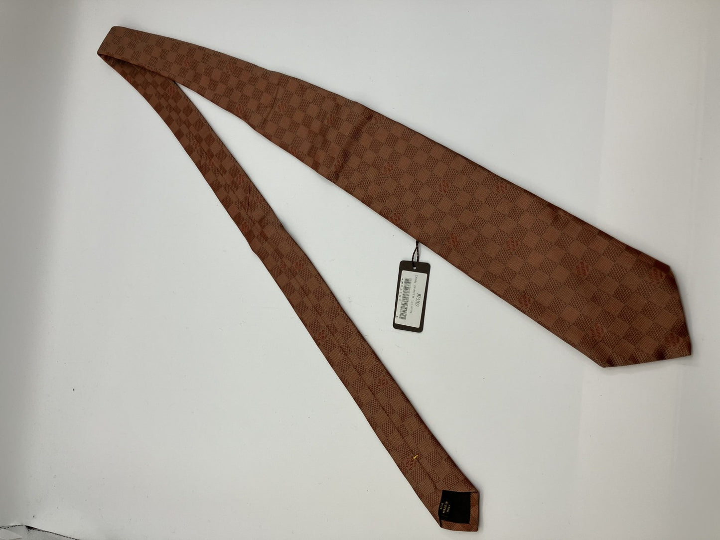 LOUIS VUITTON Damier tie, width 9cm, brown, with box,