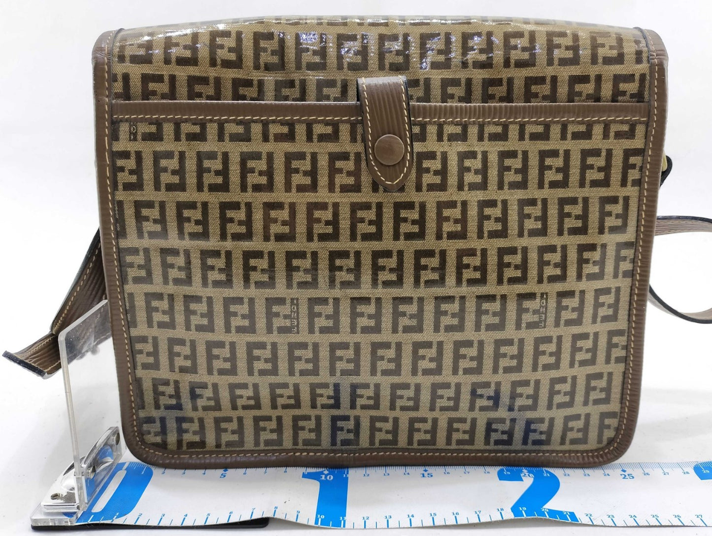 FENDI Zucca Shoulder Bag FF Logo Brown PVC Leather Vintage Crossbody
