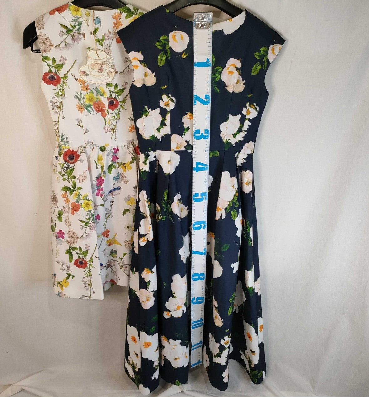 Chesty Floral Dress Set Size 1 White Bird Print & Navy Long Dress Japan