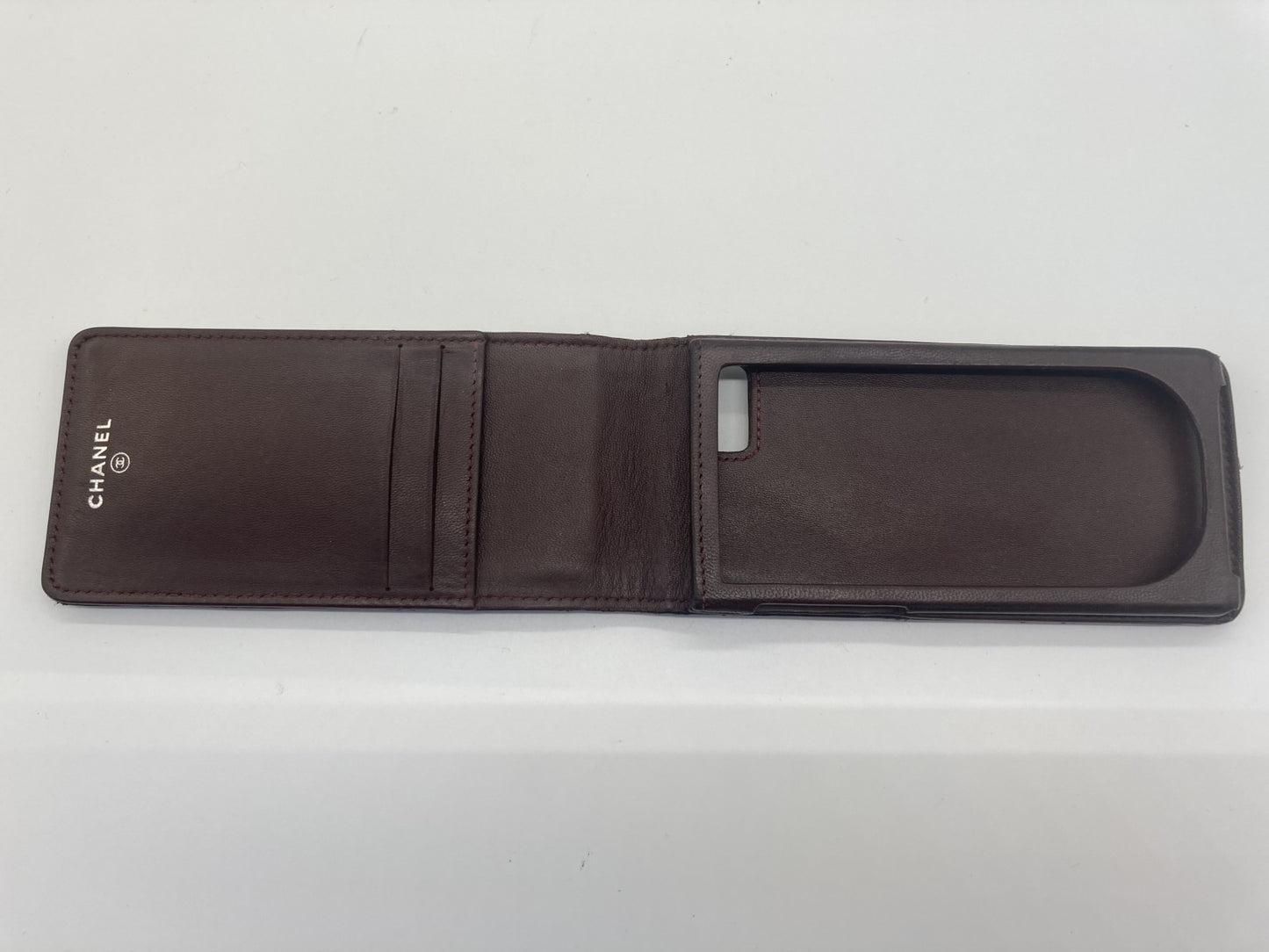 CHANEL iphone se mobile phone case black 7cm x 14cm with box