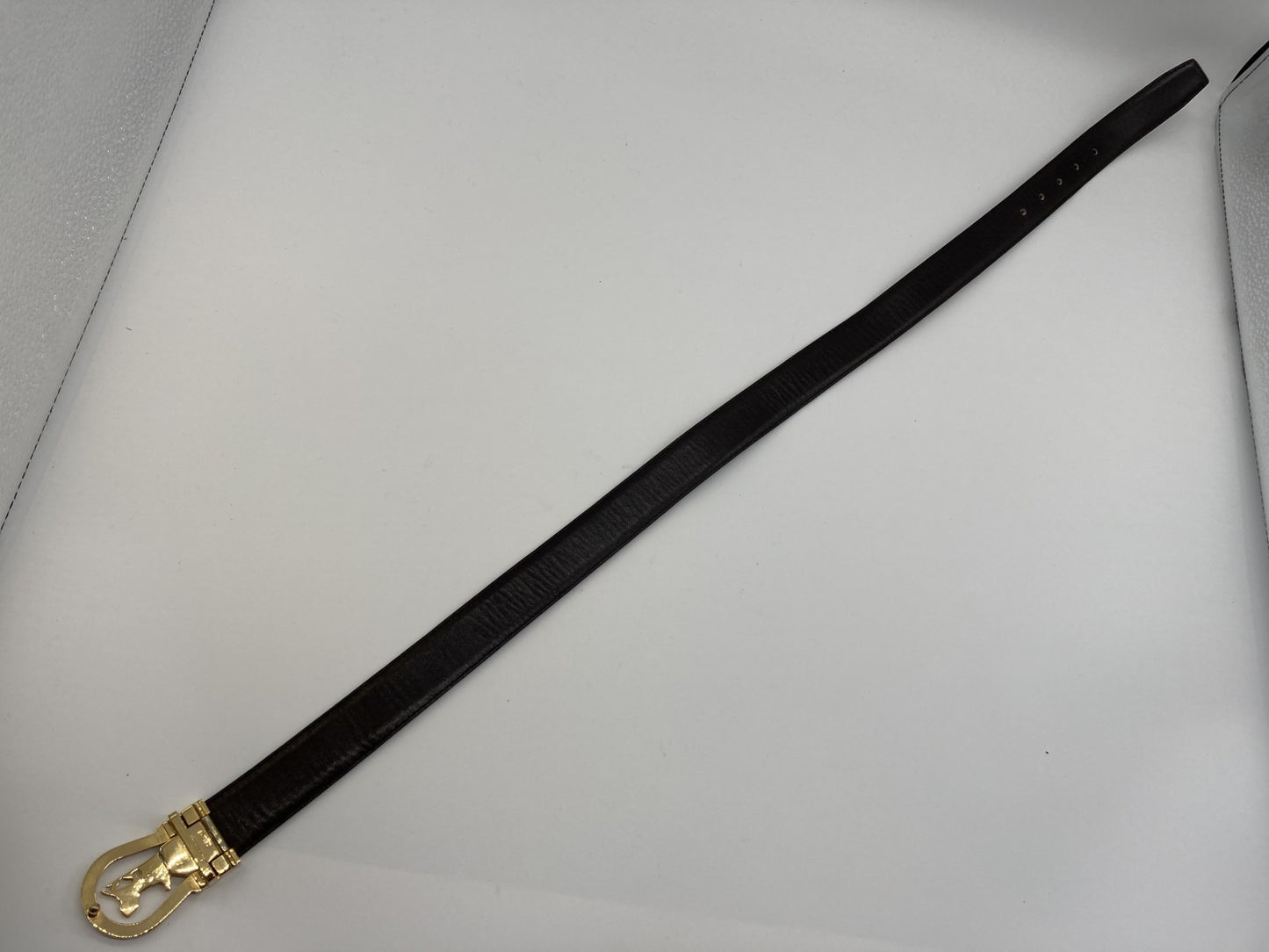 Celine black leather belt with carriage hardware, length 86cm, width 3cm