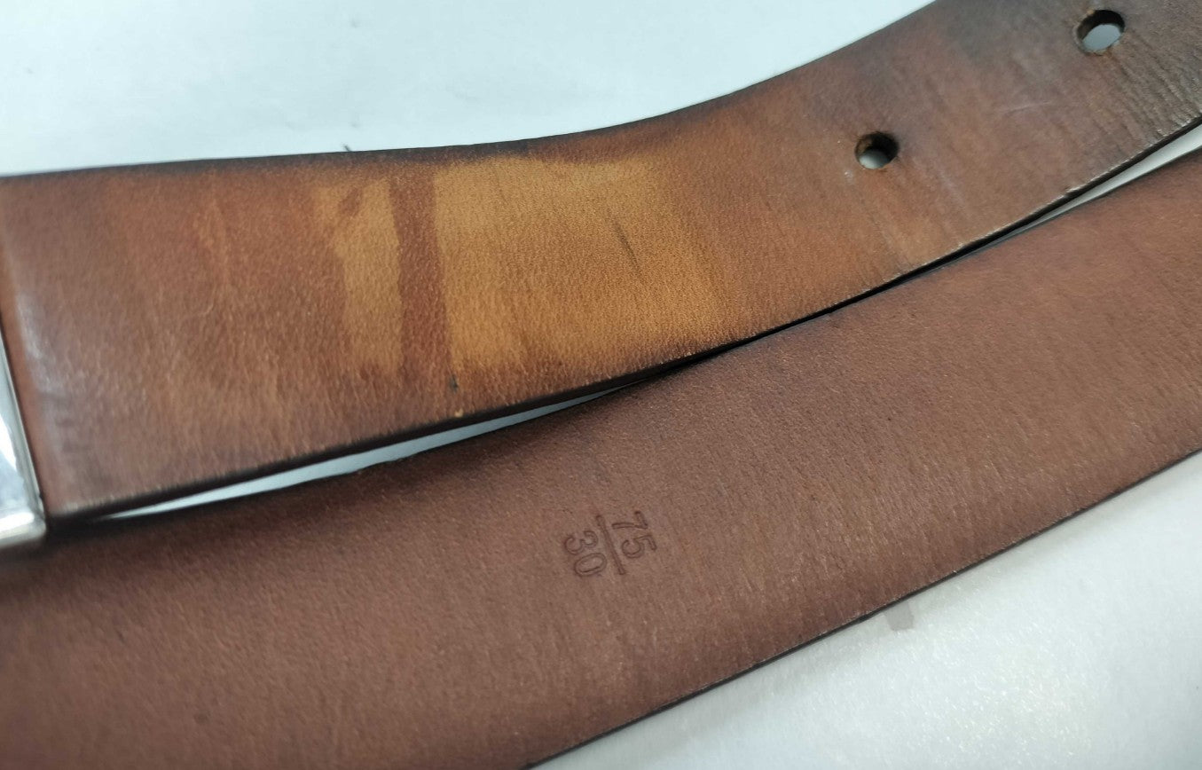 Louis Vuitton Monogram Carre Belt Brown Canvas Silver Buckle Size 75/30 Spain