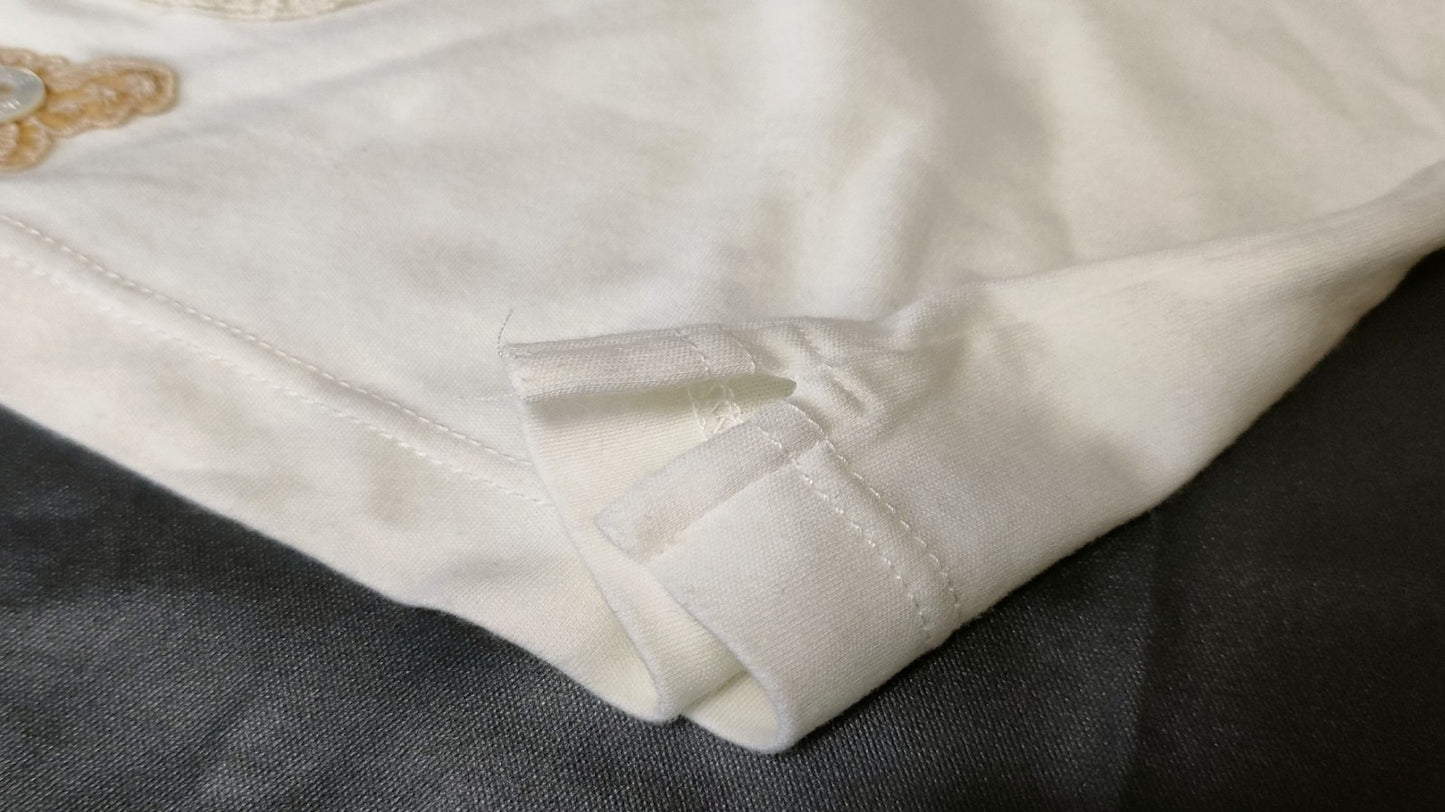 Louis Vuitton Sleeveless Top Lace Embroidery Ivory LV Buttons Size M Italy