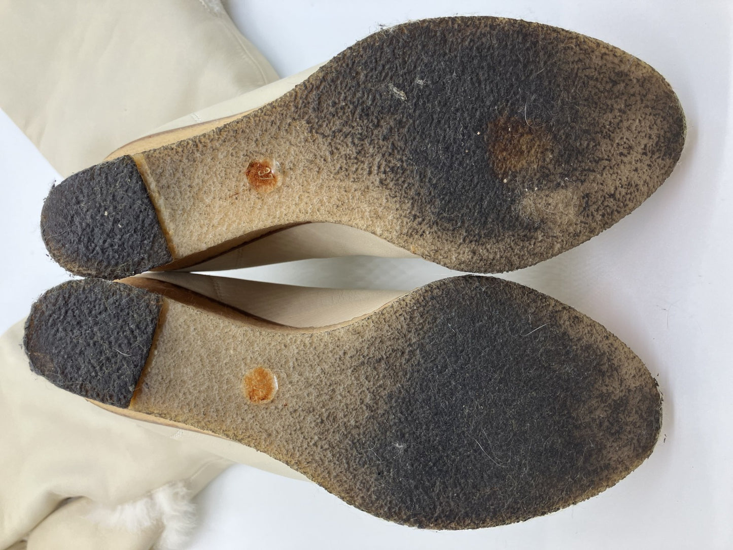 Chanel Coco Mark Fur and Leather Long Boots 37 Women's Ivory Matrasse