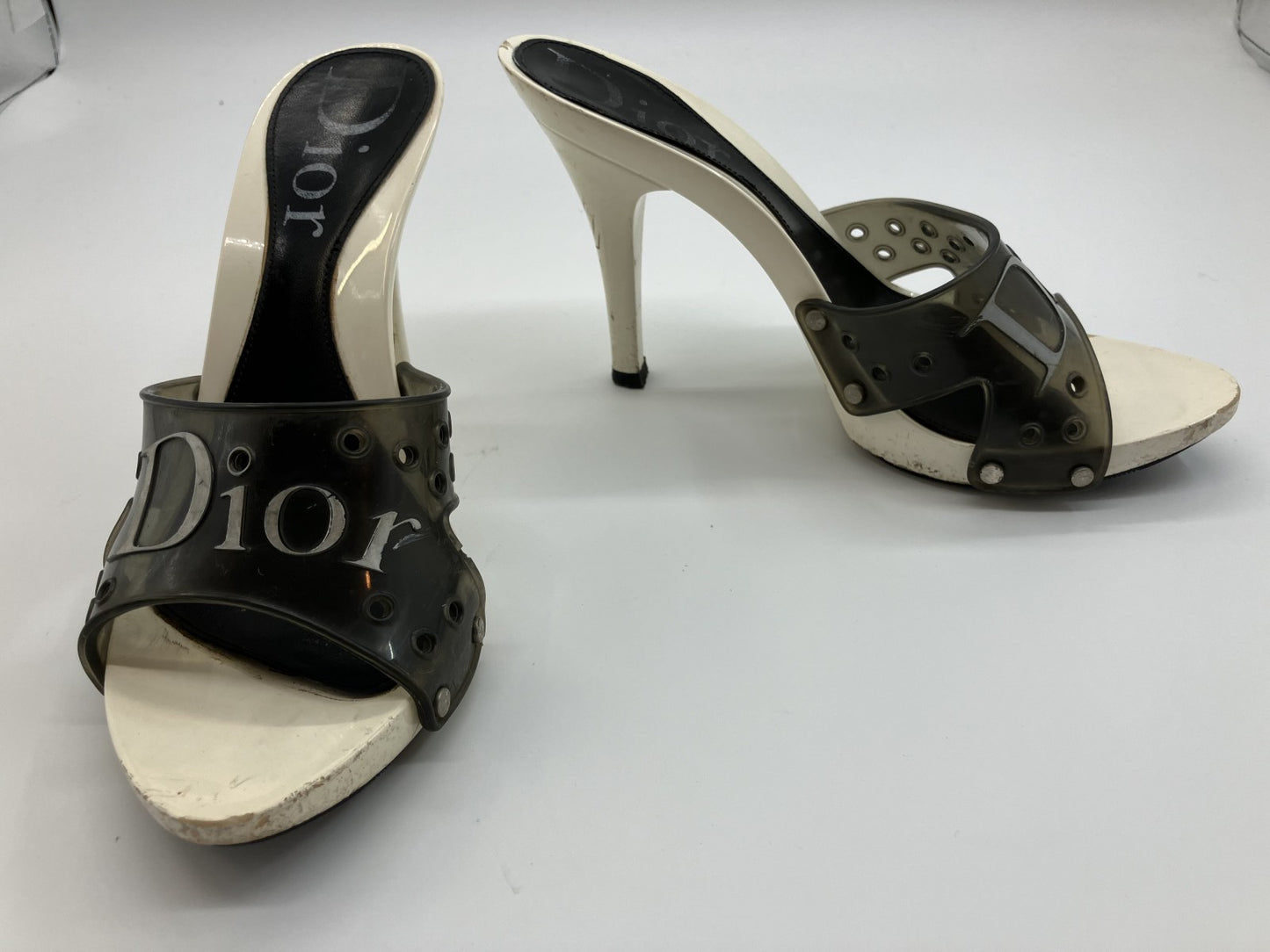 Christian Dior Women's sandals, 36.5 heel height 10cm, white and black with box and bag.