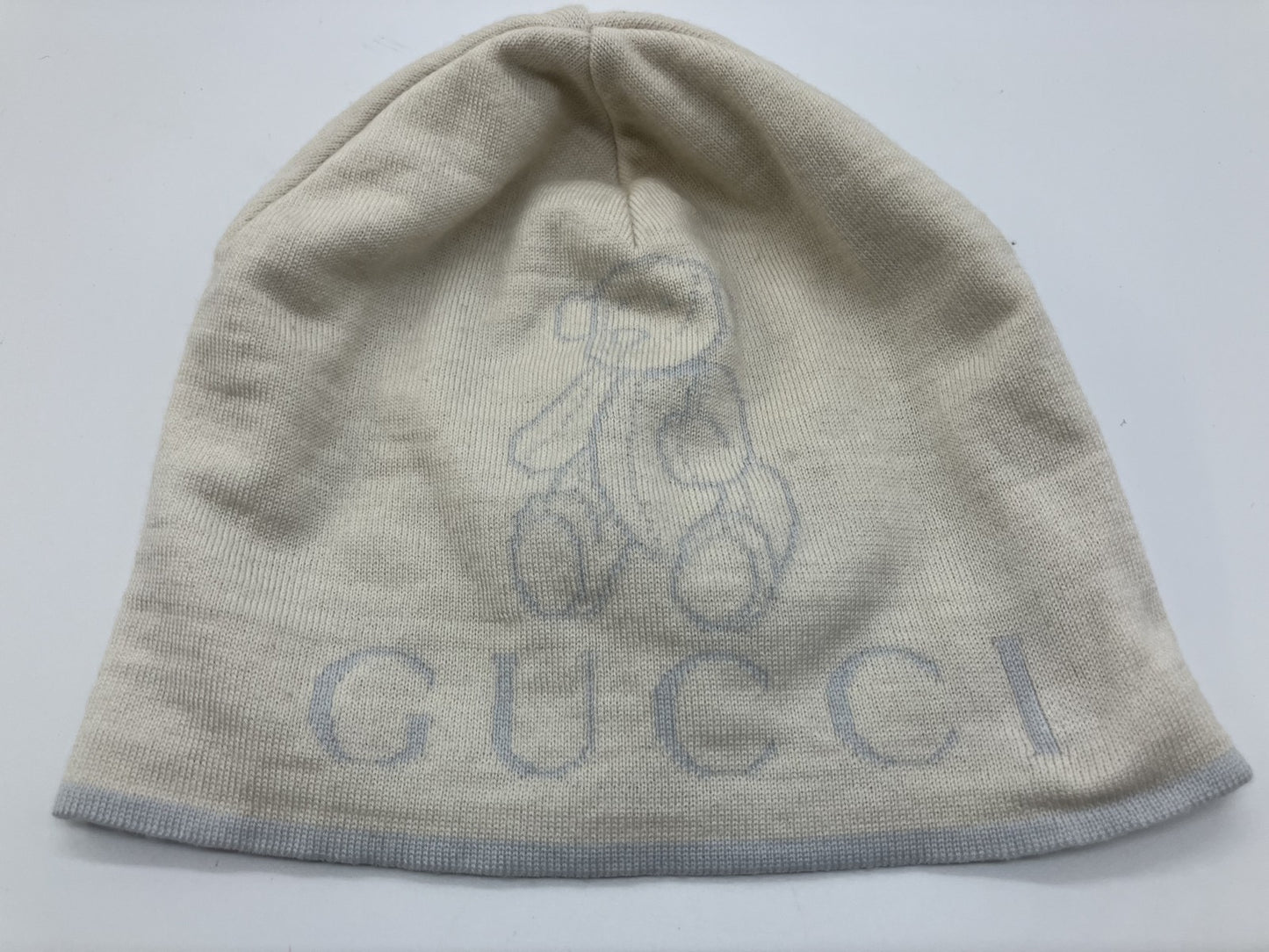 หมวกไหมพรม Gucci สีขาว ขนาด 16ซม. ส่งฟรี 