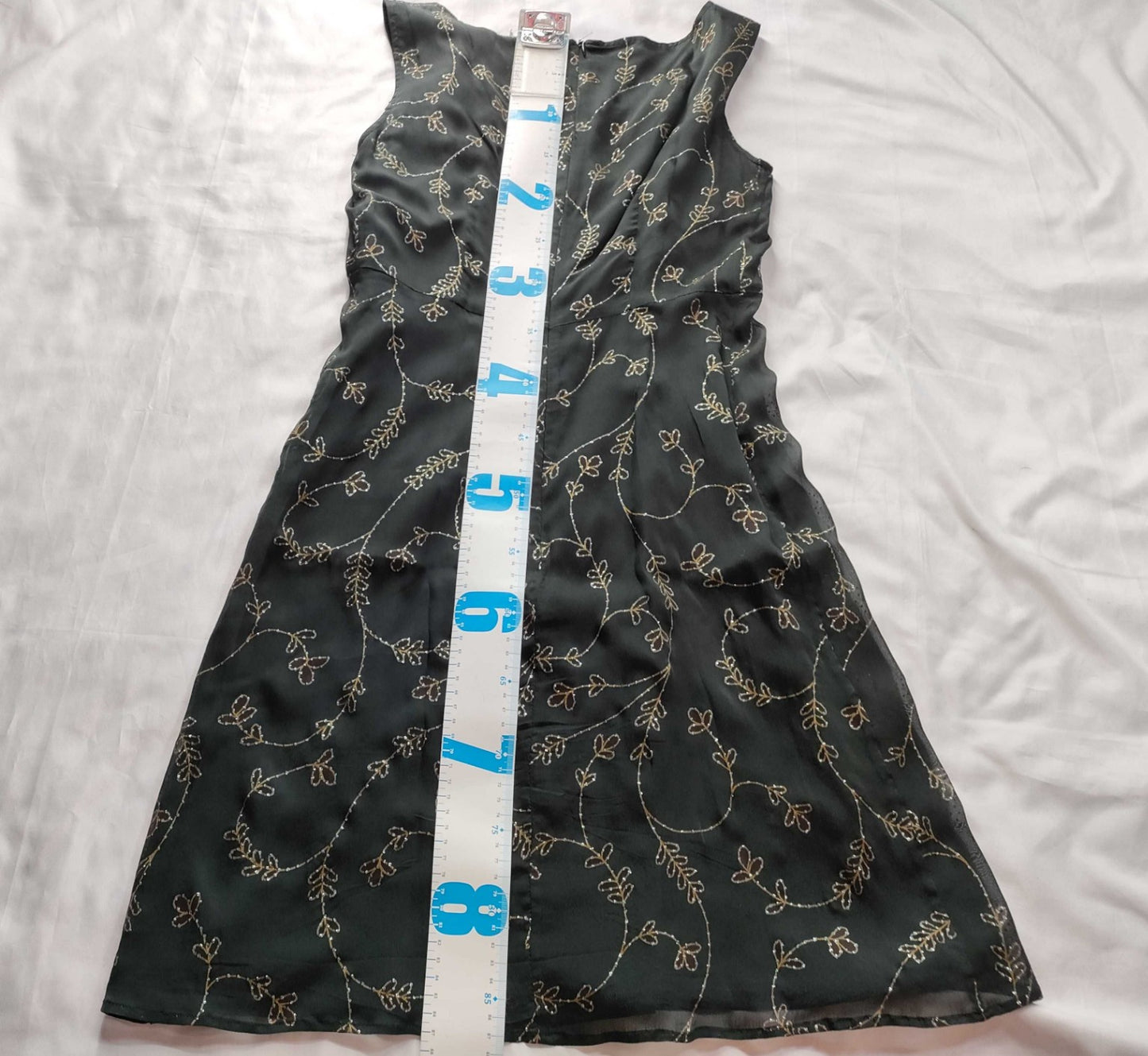 MAX&Co Couture Dress Size 40 Black Silk Blend Embroidered Sleeveless Italy