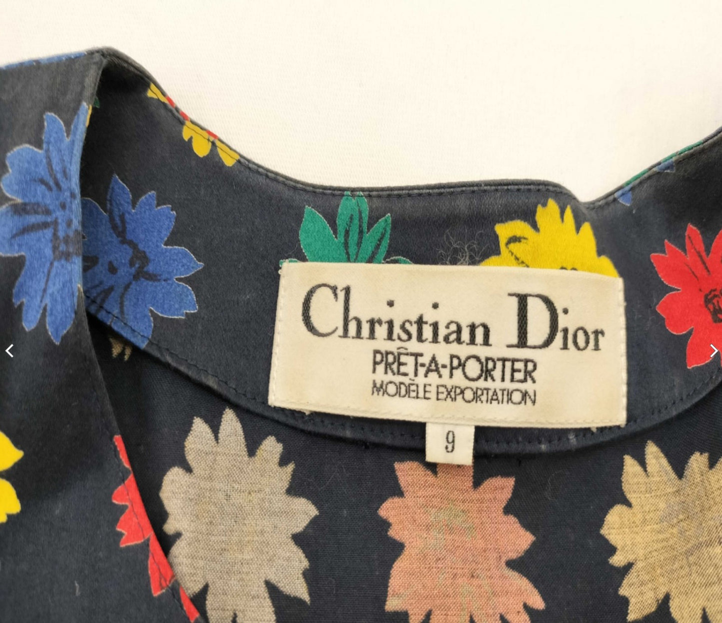 Christian Dior Vintage Floral Peplum Skirt Suit Set Cotton Size 9