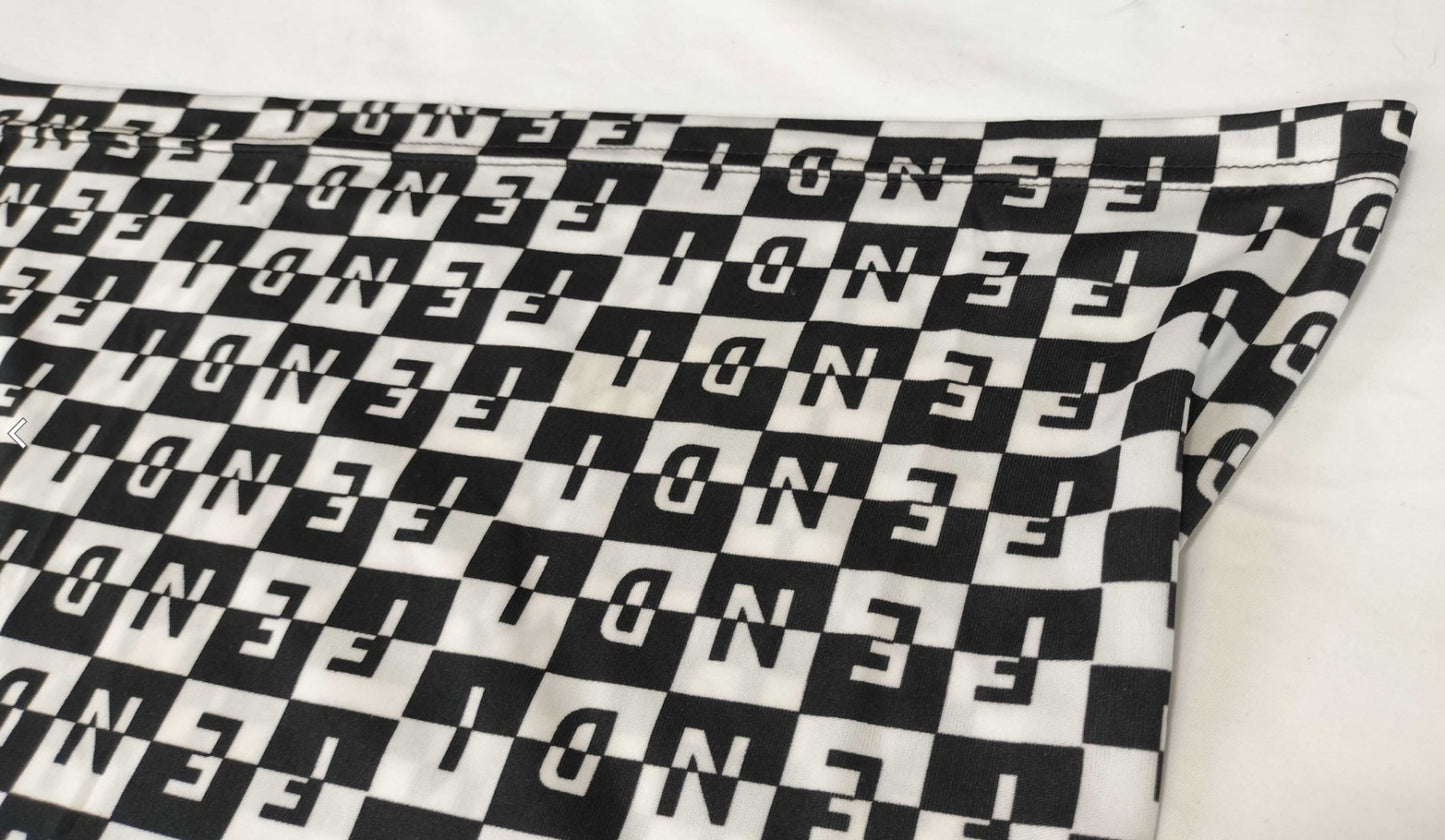 FENDI Checker Logo Print Stretch Short Sleeve T-Shirt Top Women's Size 40 Italy