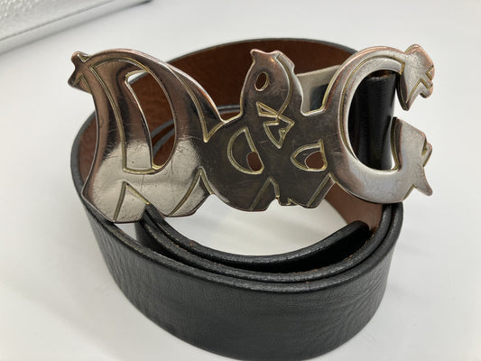 DOLCE&GABBANA Belt Length 100cm Width 3.5cm Black & Silver