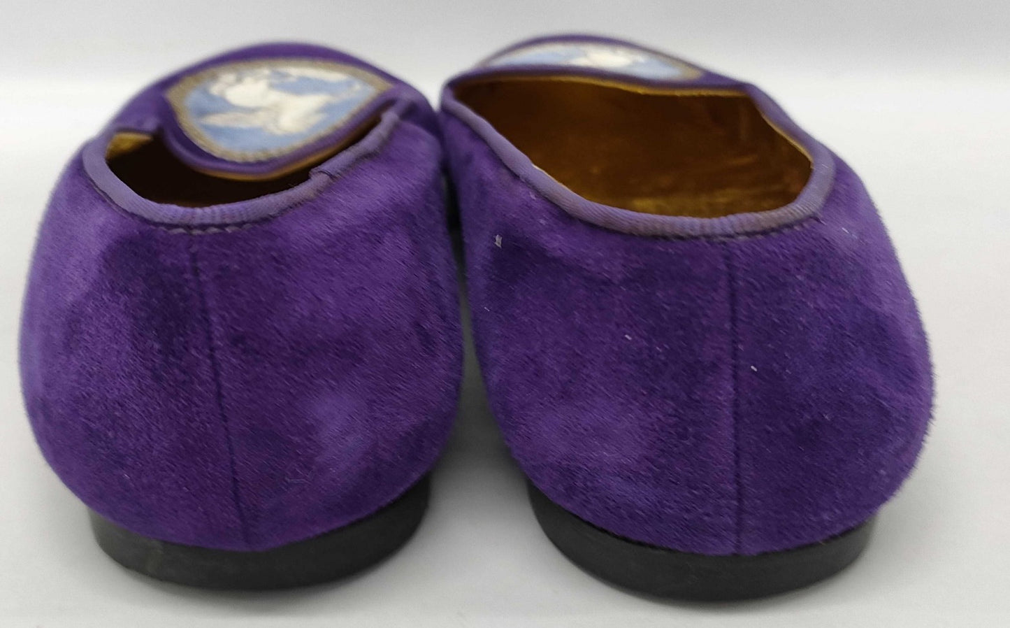 HERMES Pegasus Embroidered Suede Flats Purple EU 35 / US 5.5 / JP 22.5cm Women’s Shoes