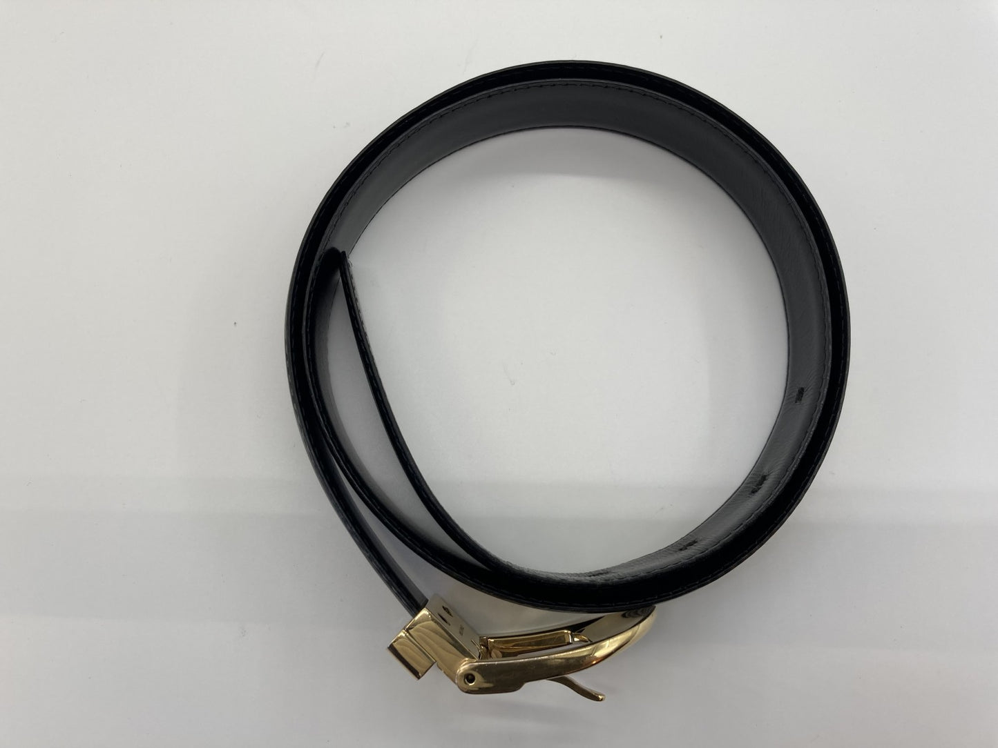 LOUIS VUITTON Louis Vuitton Black Santur Classic Belt Noir Total Length 103cm Free Shipping 