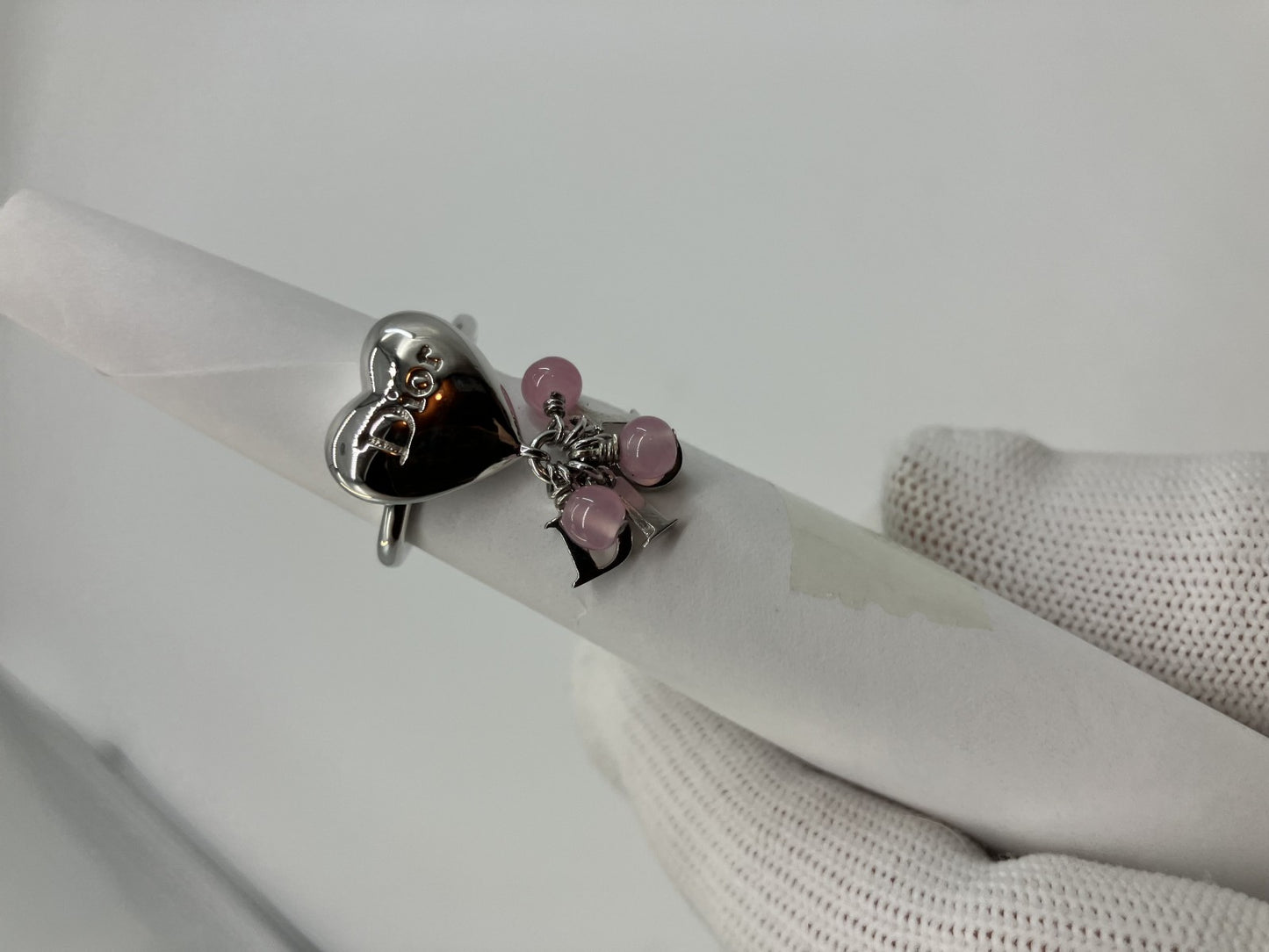 Christian Dior Ring Size 12 (52) (US 6.5) Heart Silver &amp; Pink Box and Bag Included Free Shipping 