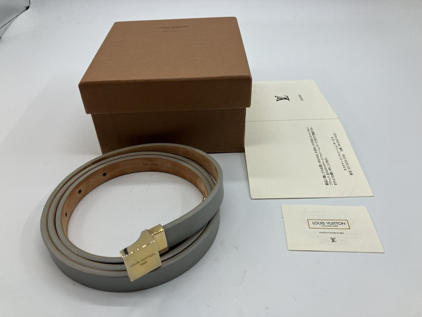 LOUIS VUITTON Vernis Belt 114cm (44.88 inch) Gray with box