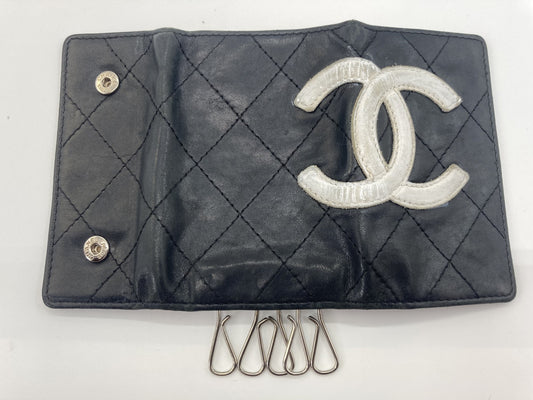 シャネル カンボンライン ６連キーケー​​ス ブラック＆ピンク 送料無料