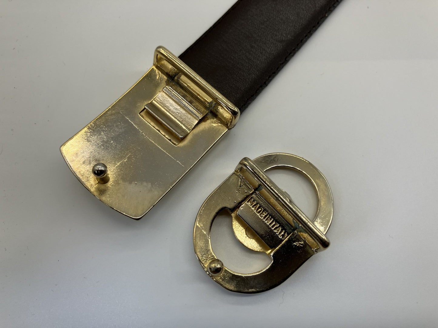 Christian Dior Belt Buckle x 2 Black & Gold Length 100cm