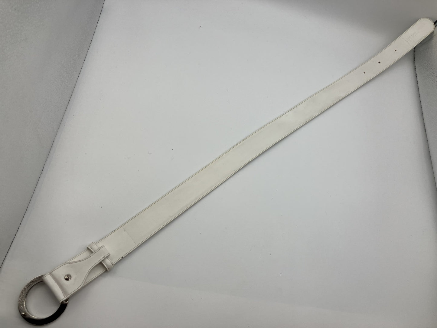 BVLGARI Circle Logo Belt White & Silver 95cm