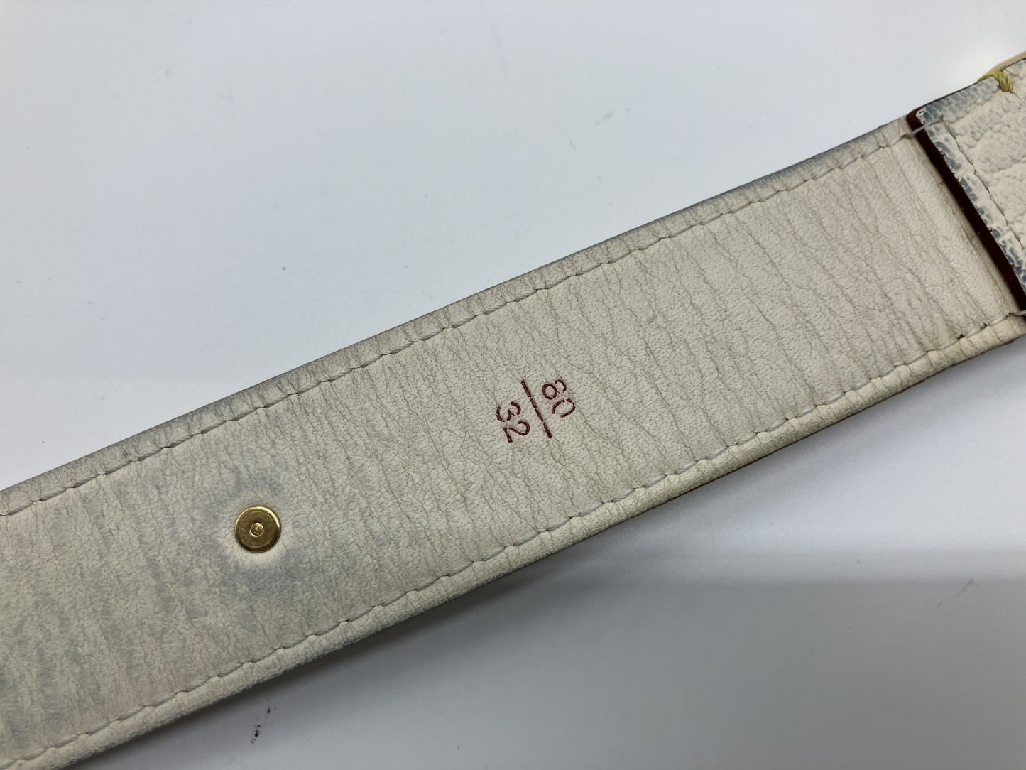 LOUIS VUITTON Louis Vuitton Santur Suhali Belt M6870U สีขาว 80/32 ความยาวรวมประมาณ 98ซม. 