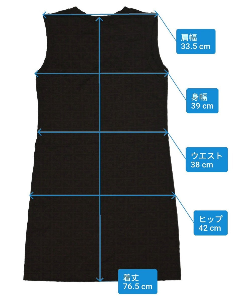 FENDI Zucca Sleeveless Dress Brown FF Monogram Stretch Italy Size 40