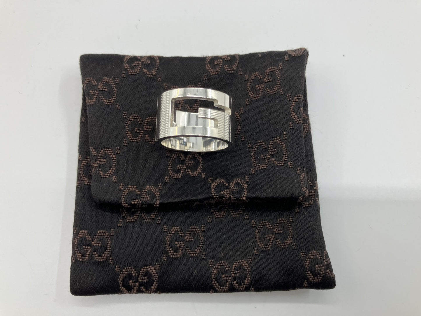 Ｇｕｃｃｉ 指輪 シルバーリング Ｇロゴ ＳＶ９２５ サイズ１５(55)(US 8) リング幅 1.15cm 送料無料