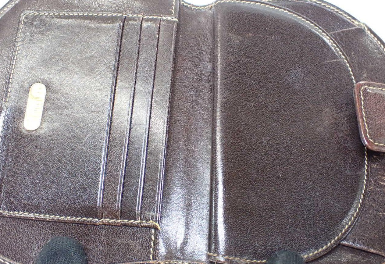 Fendi Zucca Bifold Wallet Brown Canvas Leather FF Logo Vintage Italy Authentic