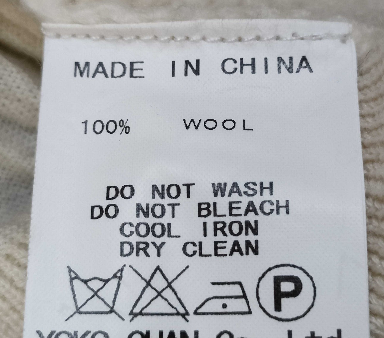 YOKO CHAN Wool Knit Dress Ivory Rib Sleeve Sheer Back Size 36 Japan
