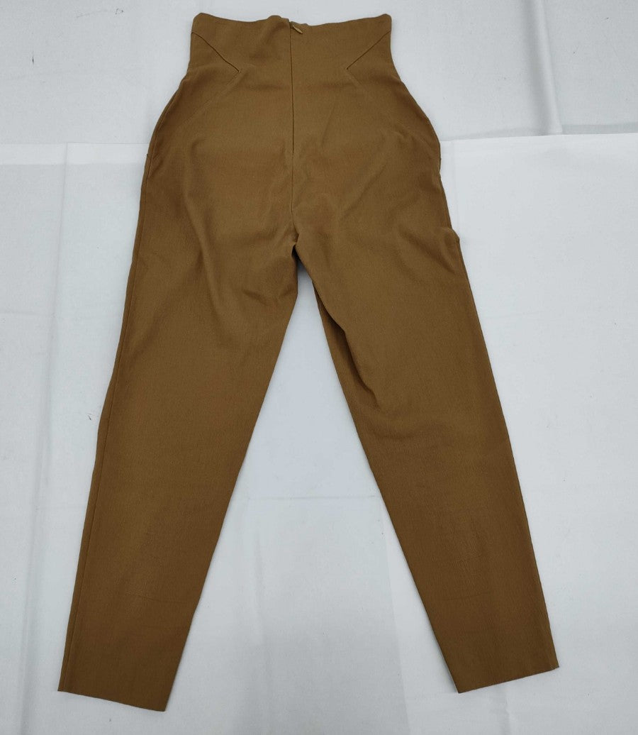 ROMEO GIGLI Italy High Waist Tapered Pants Camel Stretch Designer Women's