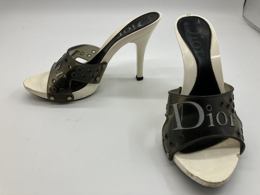 Christian Dior Women's sandals, 36.5 heel height 10cm, white and black with box and bag.