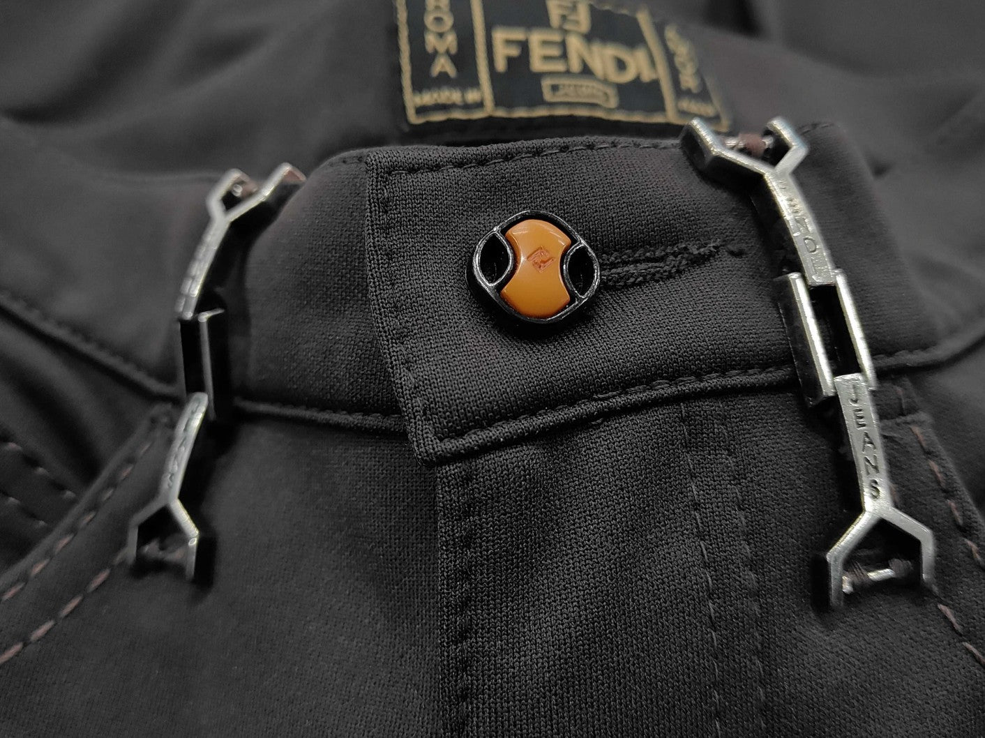 FENDI Jeans Brown Pants Women IT42 Nylon Made in Italy Slim Fit Vintage