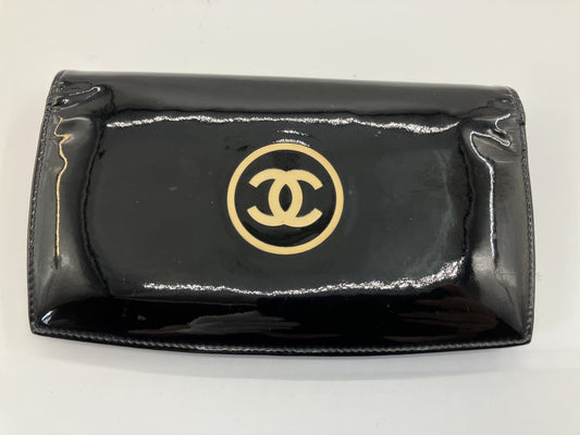 ＣＨＡＮＥＬ シャネル メイクアップ 二つ折り長財布 エナメル ブラック