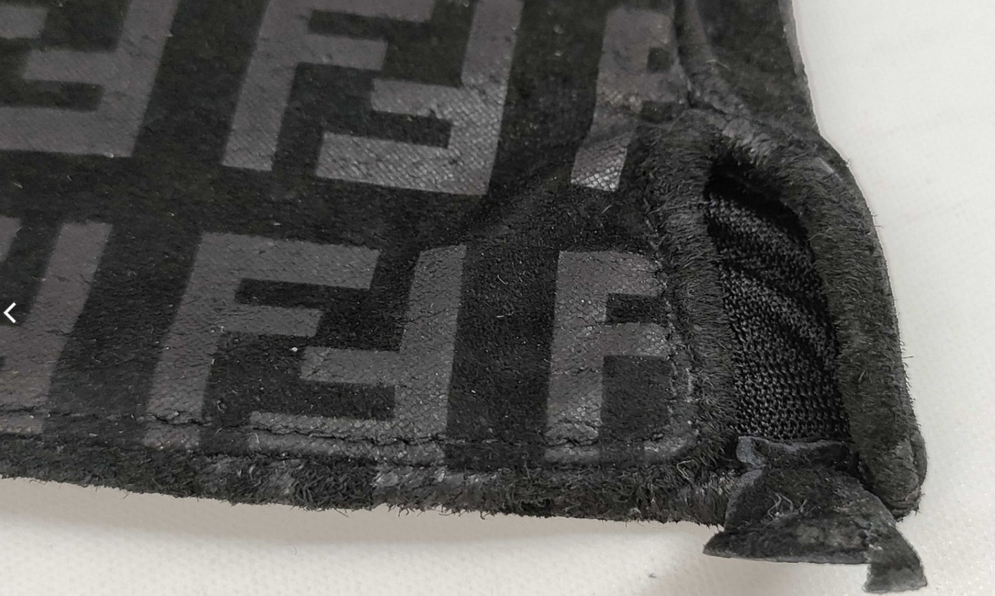 FENDI Roma Zucca FF Monogram Leather Gloves Black Women's Size L Pair
