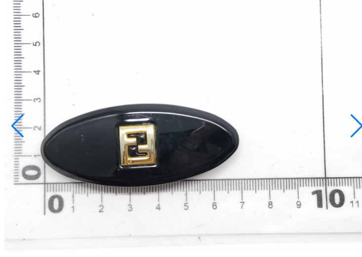FENDI FF Logo Black Gold Hair Barrette Hair Clip Vintage Italy