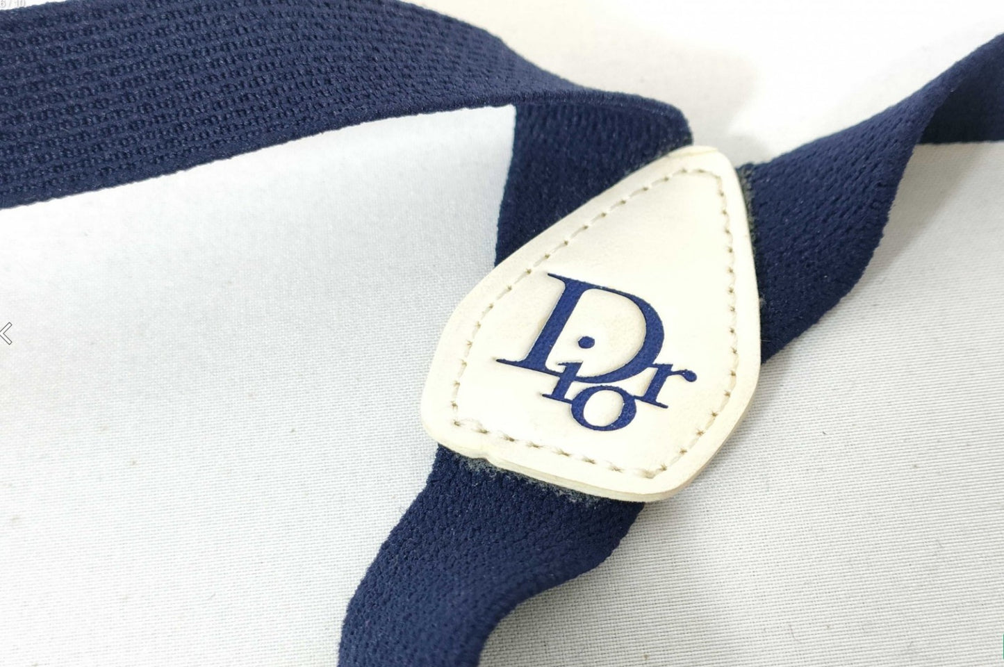 Christian Dior Logo Navy Y-Back Suspenders Adjustable Elastic 3 Clip Braces