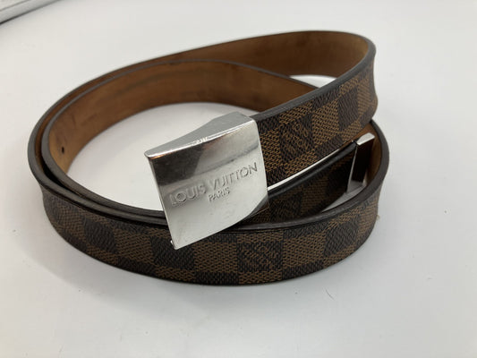 LOUIS VUITTON Damier Belt Brown Length 110cm (43.31 inch) Free Shipping 