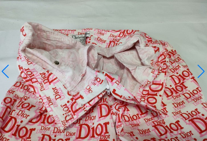 Christian Dior Logo Pants Red White Monogram Vintage France Size 40