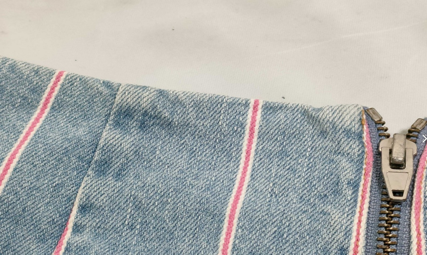 T Alexander Wang Striped Denim Mini Skirt Blue Size 0 Zip Back