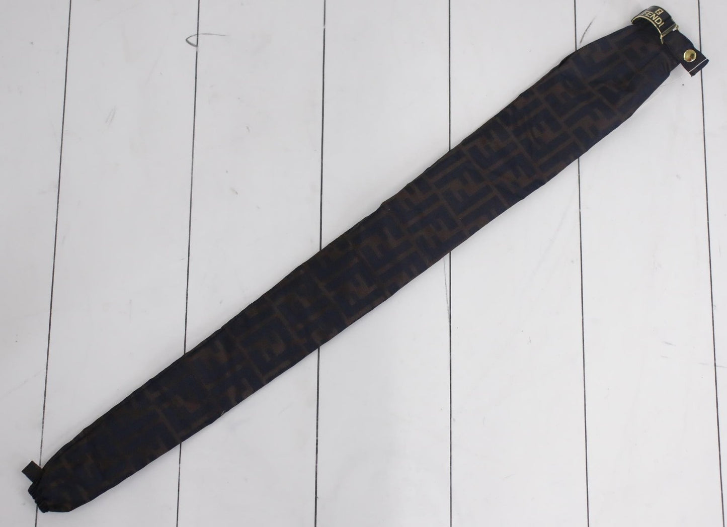 Fendi Zucca Pattern Long Umbrella with Wooden Handle, Includes Umbrella Bag, Rib Length: Approx. 57cm, Total Length: 90cm