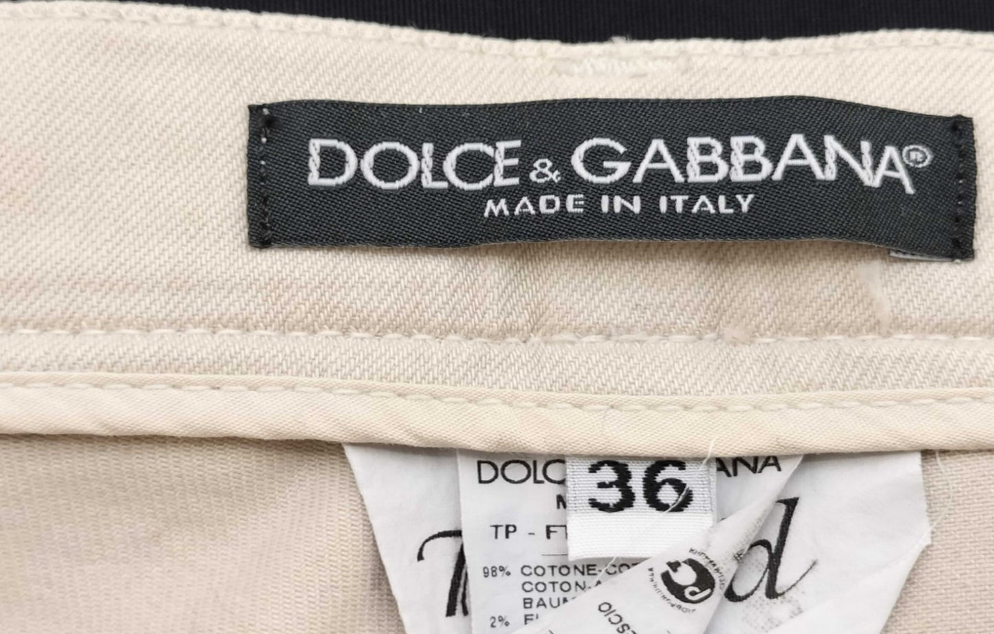 Dolce & Gabbana Beige  Denim Pants Size 36 Slim Fit Zip Hem Italy