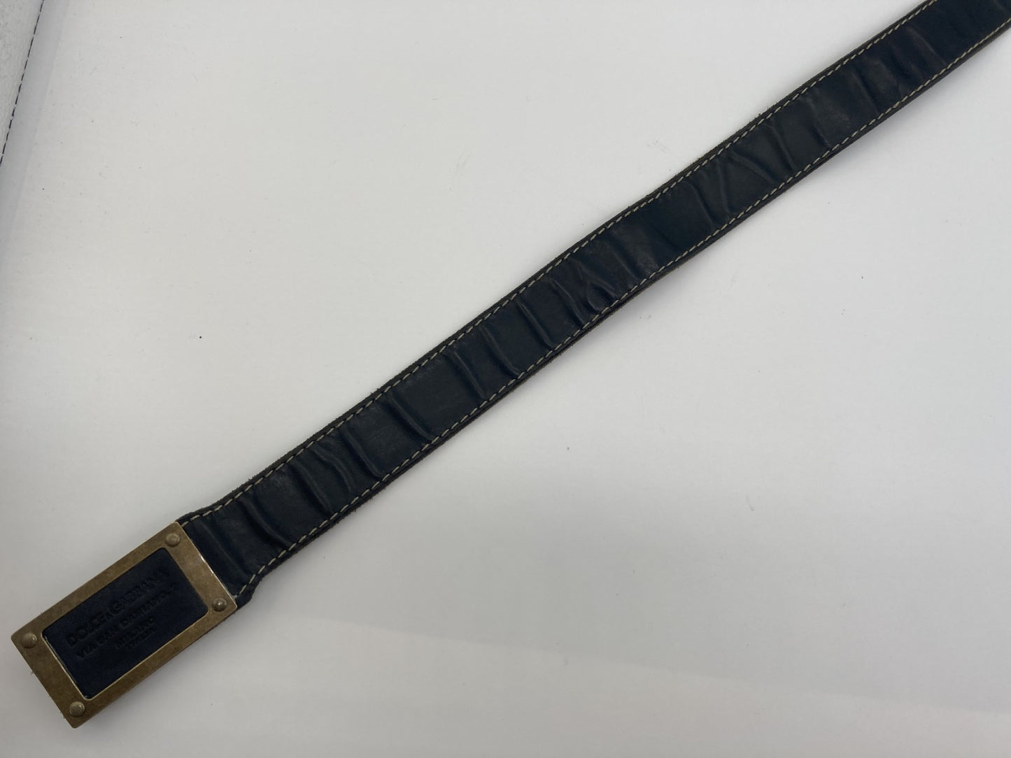 DOLCE＆GABBANA ドルチェアンドガッバーナ レザーベルト BC3091 黒 最短９９ｃｍ 送料無料