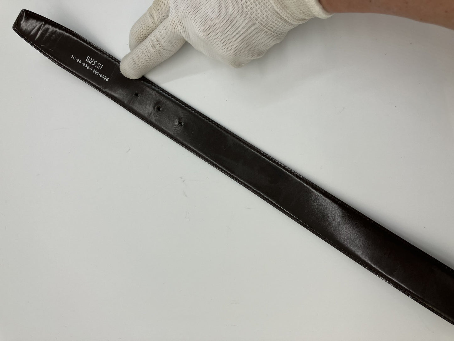 Ｇｕｃｃｉ グッチ ＧＧレザーベルト（Ｇバックル）全長９３ｃｍ 幅３．５ｃｍ 送料無料
