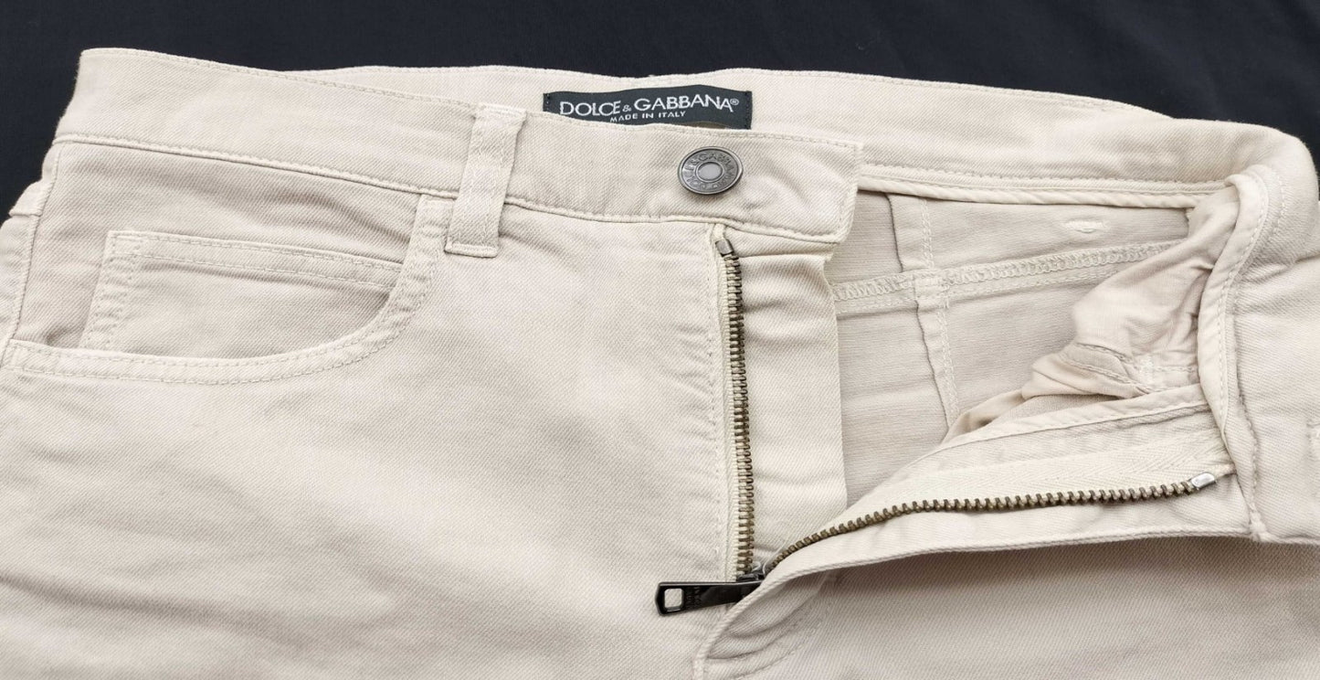 Dolce & Gabbana Beige  Denim Pants Size 36 Slim Fit Zip Hem Italy